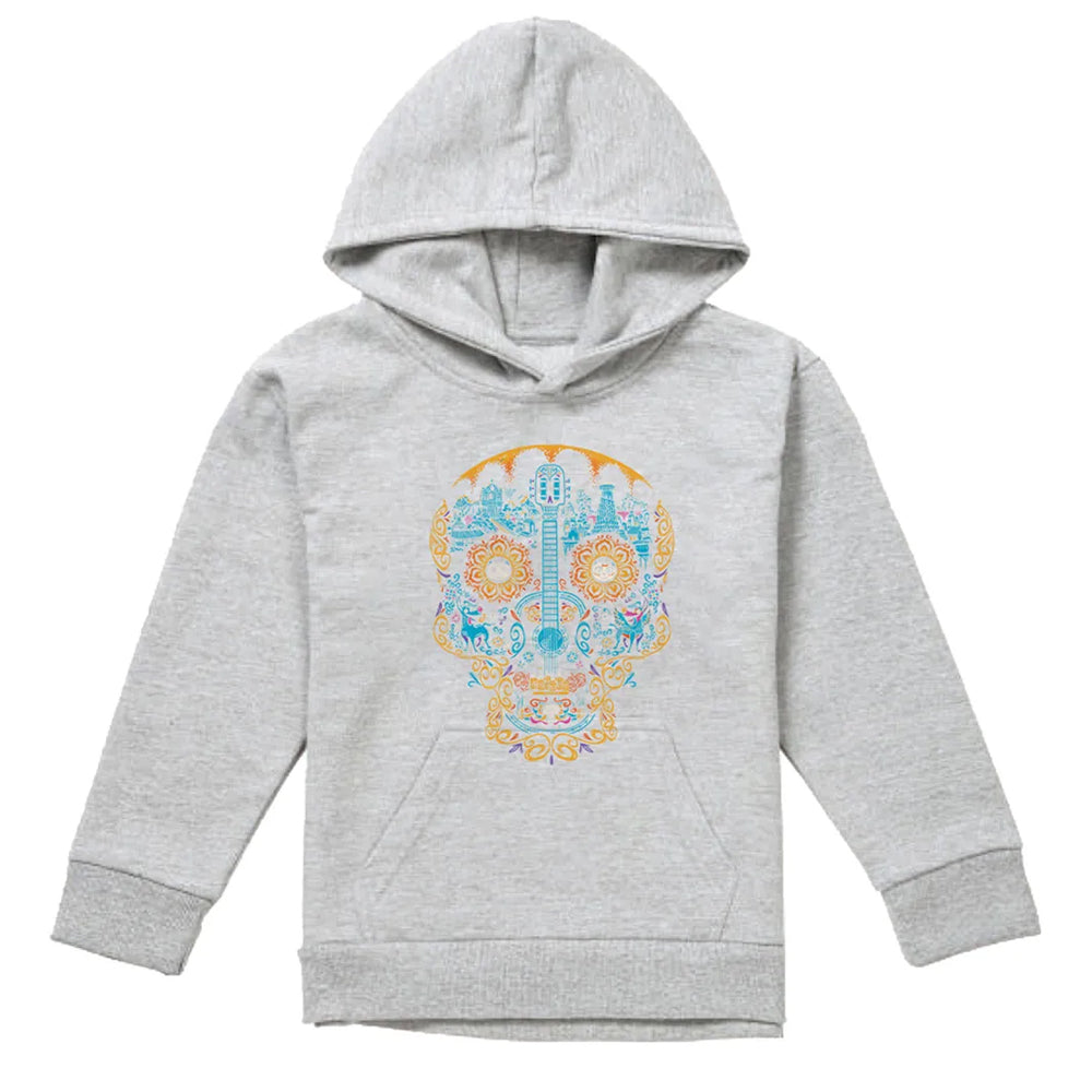Athletic Heather - Front - Coco Childrens-Kids Colorful Day Of The Dead Skull Miguel Dante Heather Hoodie