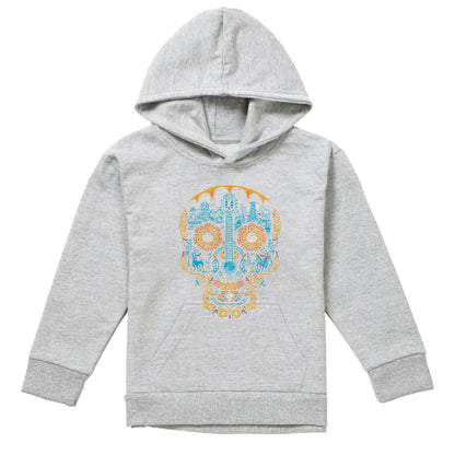 Athletic Heather - Front - Coco Childrens-Kids Colorful Day Of The Dead Skull Miguel Dante Heather Hoodie