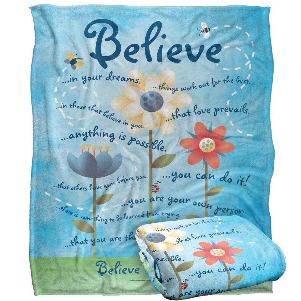 Multicoloured - Back - Retrorocket Studio Believe In Yourself Silky Supersoft Blanket