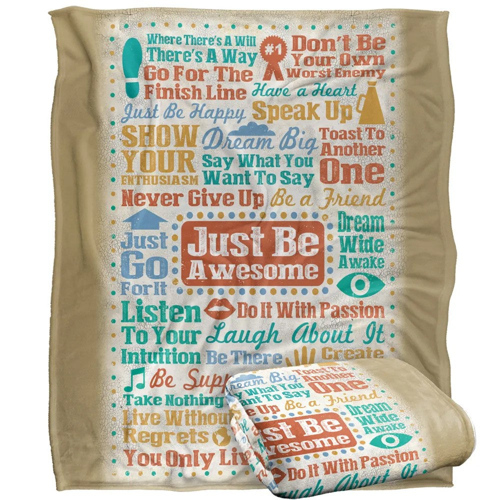 Multicoloured - Back - Retrorocket Studio Just Be Awesome Silky Supersoft Blanket