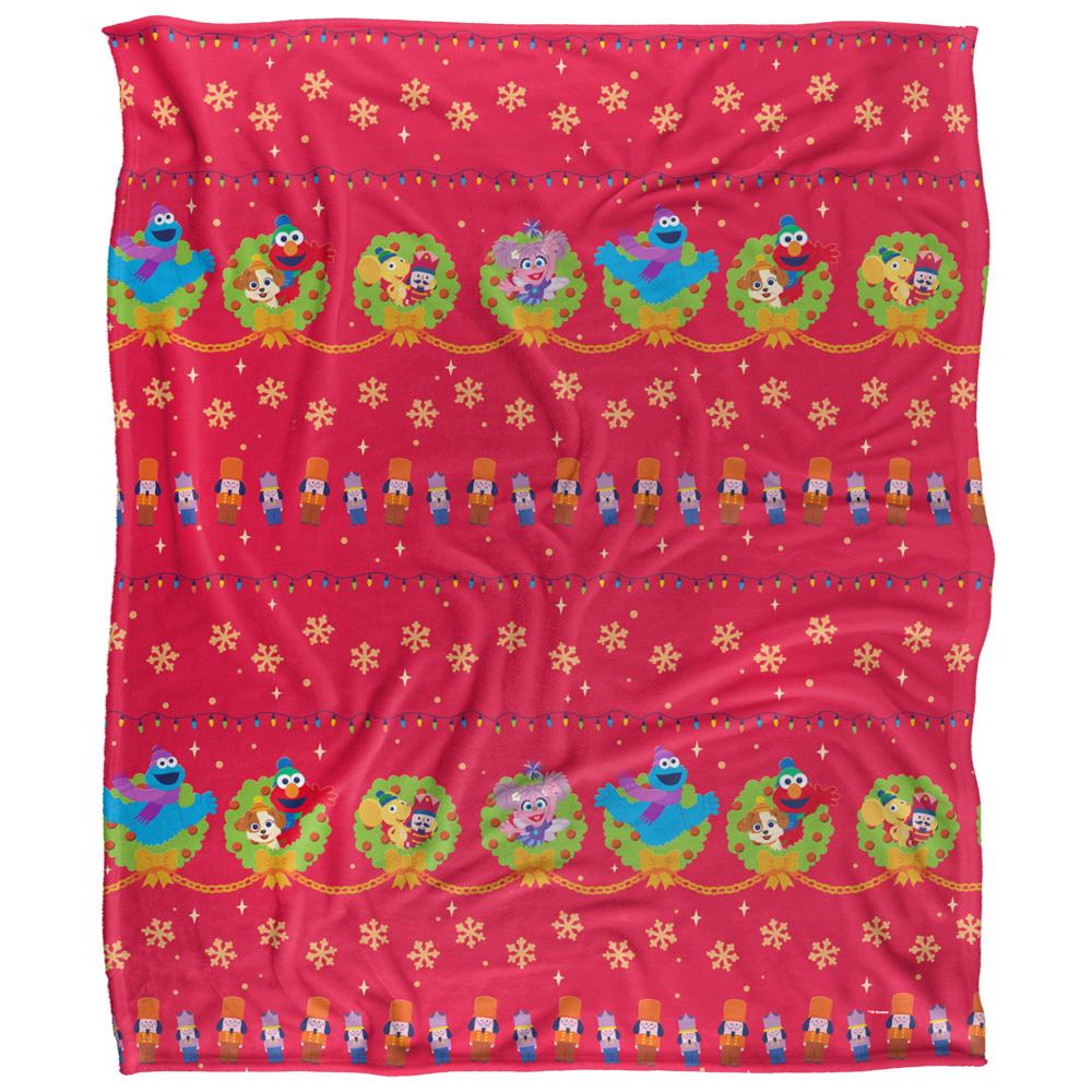 Multicoloured - Front - Sesame Street Furry Friends Forever Silky Patterned Supersoft Blanket