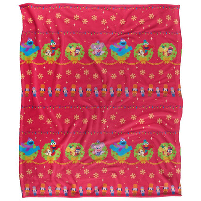 Multicoloured - Front - Sesame Street Furry Friends Forever Silky Patterned Supersoft Blanket