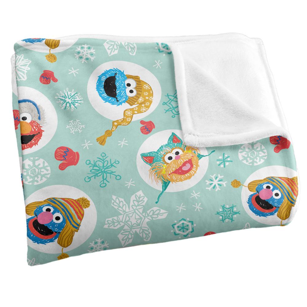 Multicoloured - Side - Sesame Street Silky Character Heads Festival Supersoft Blanket