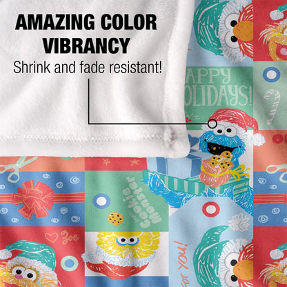 Multicoloured - Lifestyle - Sesame Street Silky Squares Holiday Supersoft Blanket