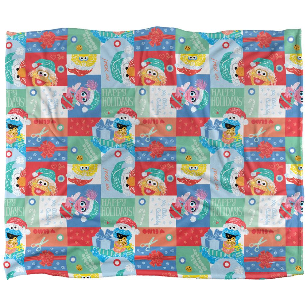 Multicoloured - Front - Sesame Street Silky Squares Holiday Supersoft Blanket