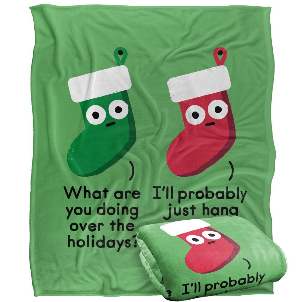 Green-Red-White - Back - David Olenick A Full Schedule Silky Blanket