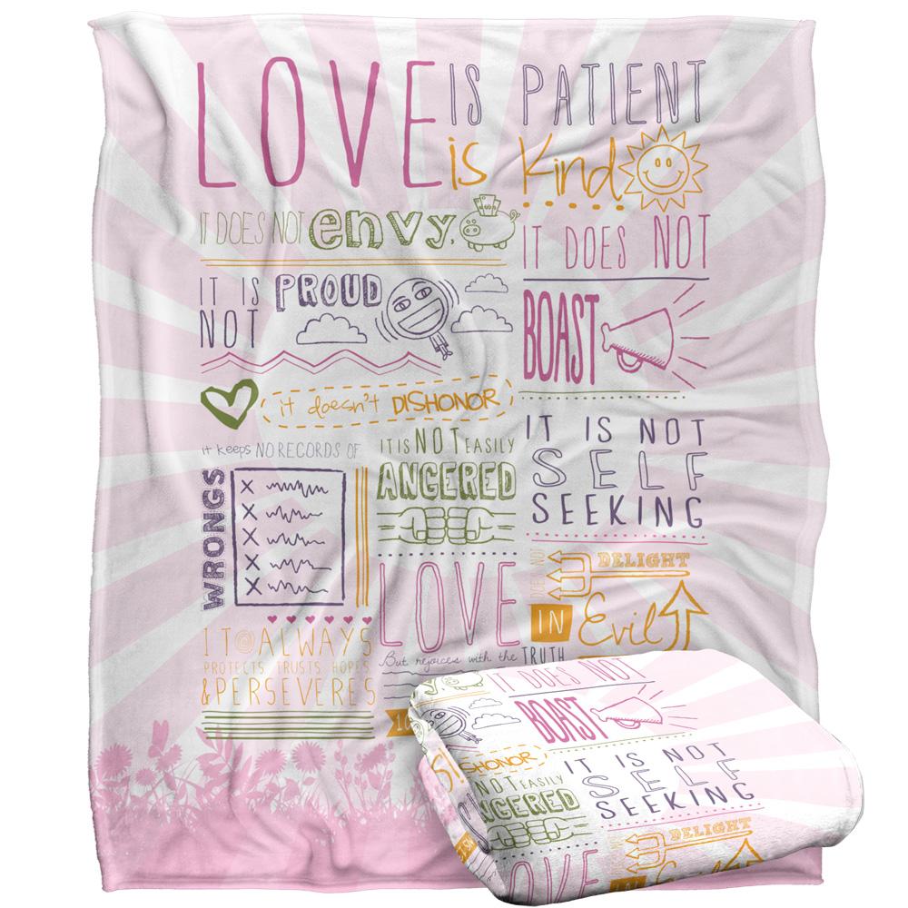 Multicoloured - Back - Slingshot Publishing Love Is Patient Silky Supersoft Blanket