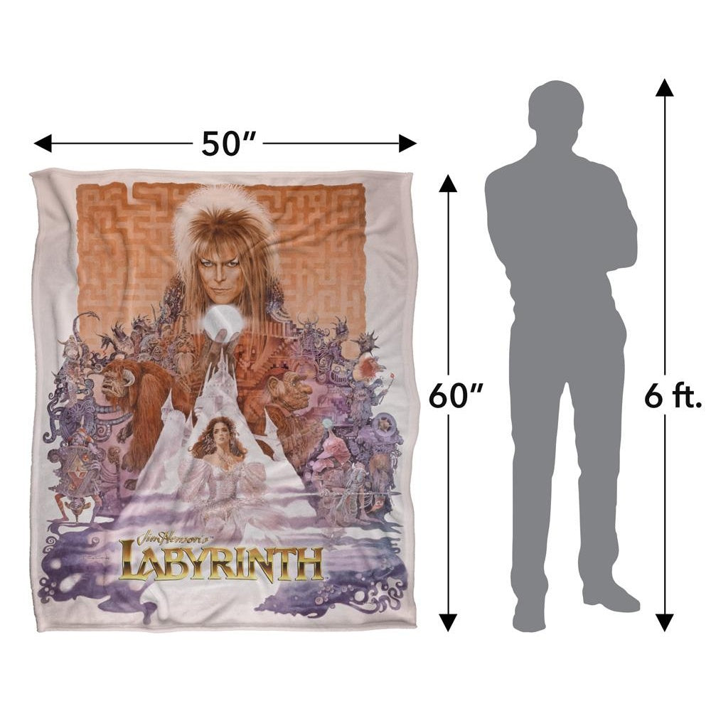 White-Brown - Pack Shot - Labyrinth Maze Montage Silky Poster Supersoft Blanket