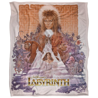 White-Brown - Front - Labyrinth Maze Montage Silky Poster Supersoft Blanket