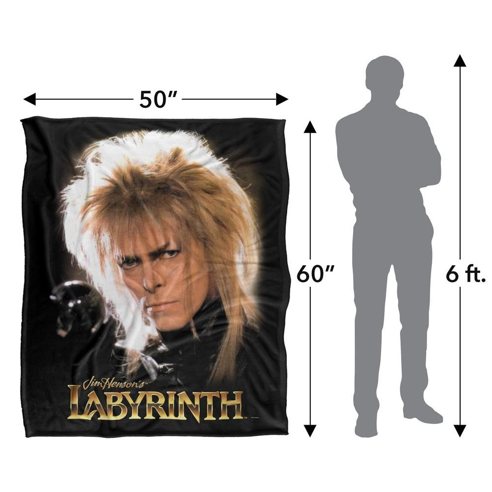 Black - Pack Shot - Labyrinth Crystal Ball Silky Jareth The Goblin King Supersoft Blanket