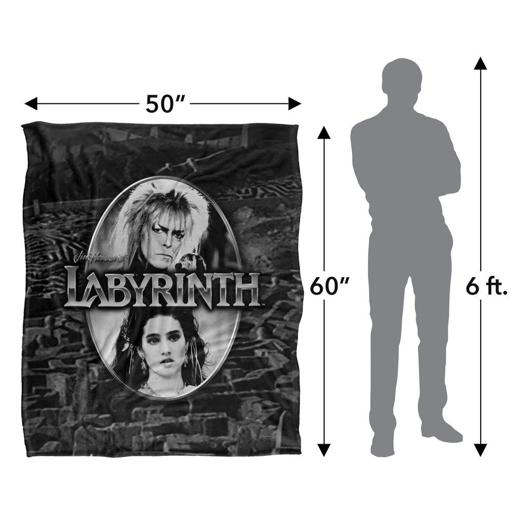 Black-Silver - Pack Shot - Labyrinth Maze Silky Portrait Supersoft Blanket