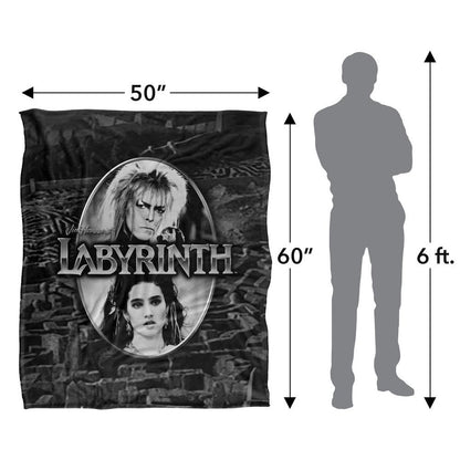 Black-Silver - Pack Shot - Labyrinth Maze Silky Portrait Supersoft Blanket
