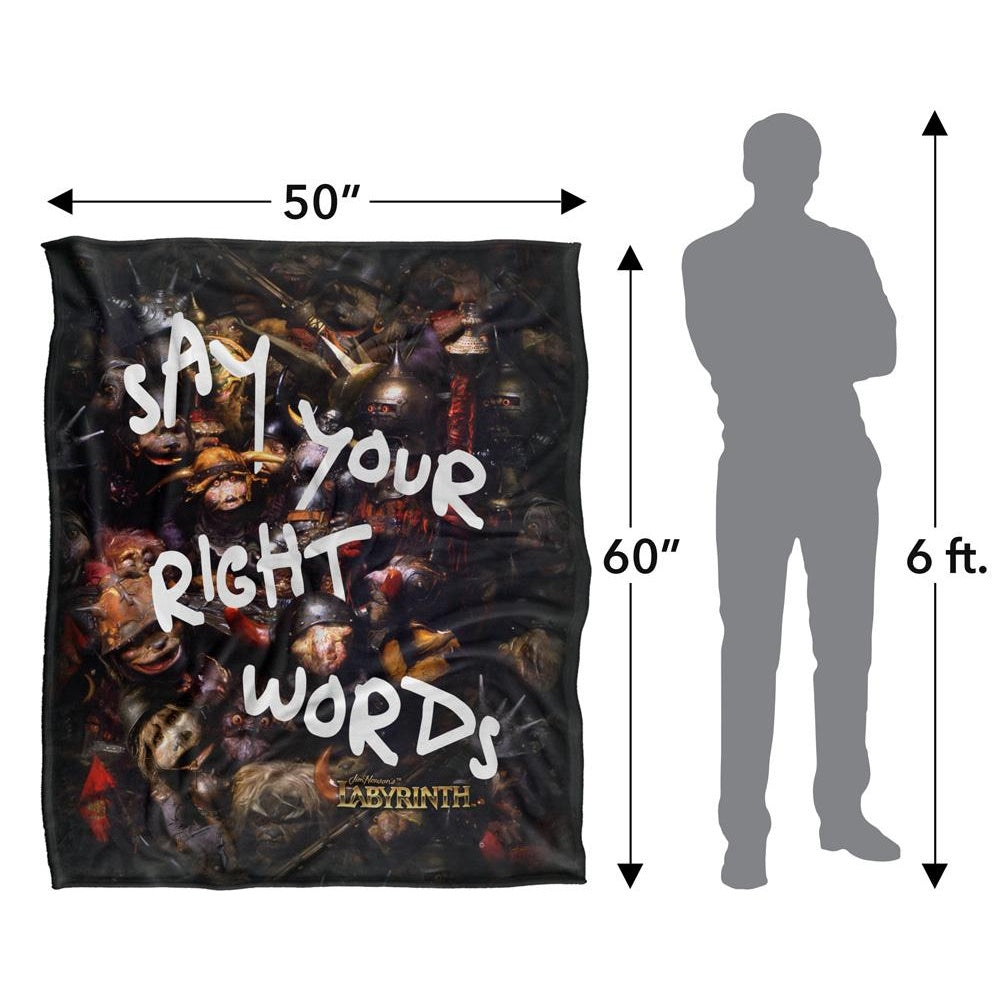 Black - Pack Shot - Labyrinth Say Your Right Words Silky Supersoft Blanket