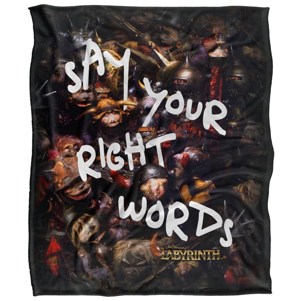 Black - Front - Labyrinth Say Your Right Words Silky Supersoft Blanket