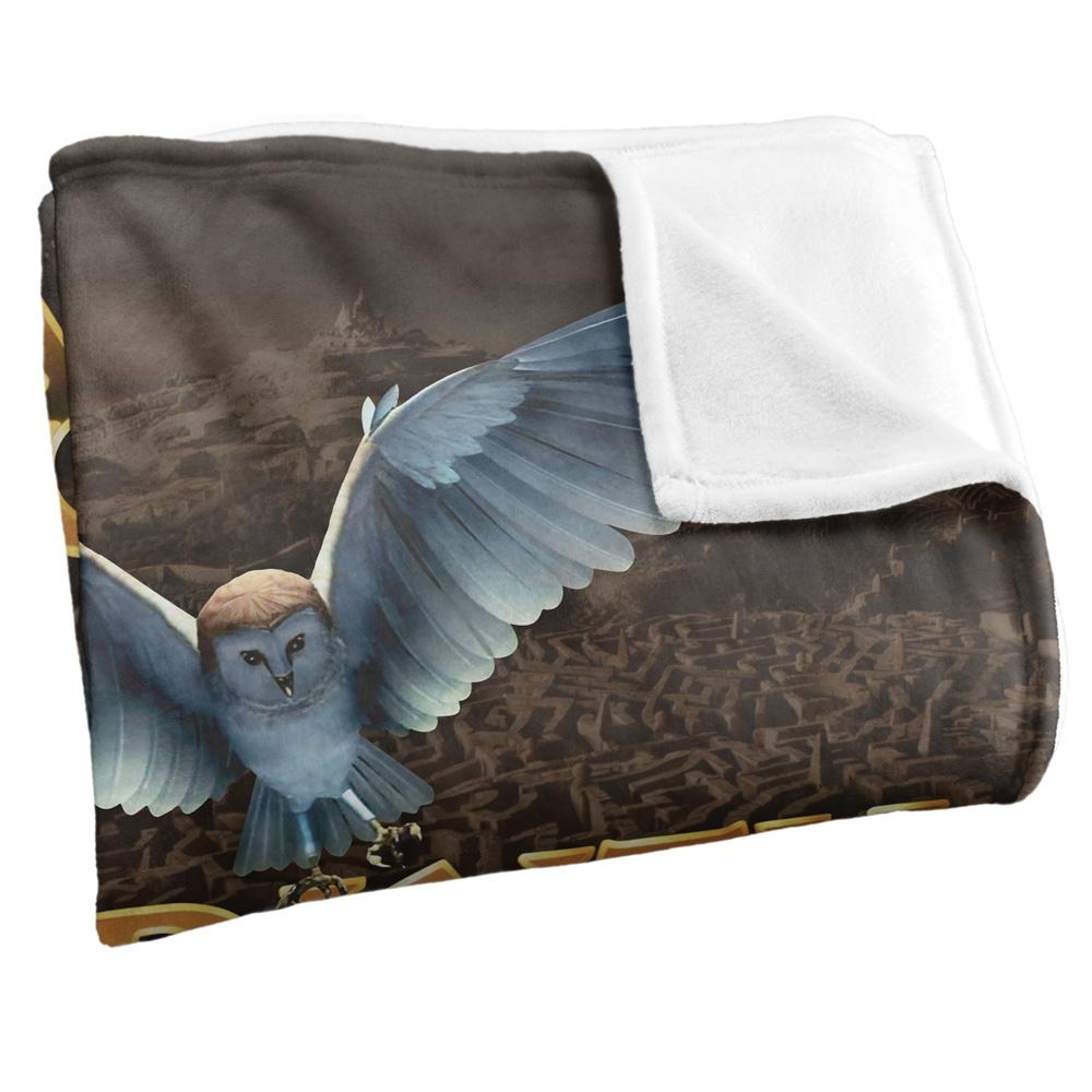 Black - Side - Labyrinth Logo Maze Silky Owl Supersoft Blanket