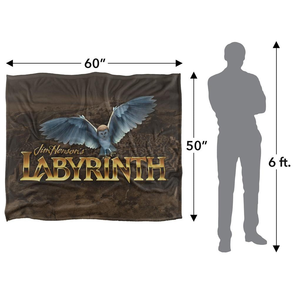 Black - Pack Shot - Labyrinth Logo Maze Silky Owl Supersoft Blanket