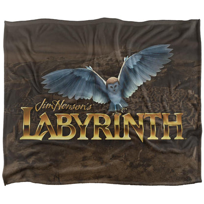 Black - Front - Labyrinth Logo Maze Silky Owl Supersoft Blanket
