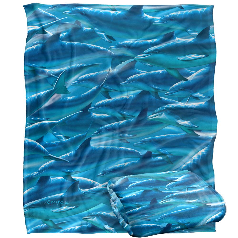Blue - Back - Royce McClure Silky Dolphin Race Supersoft Blanket