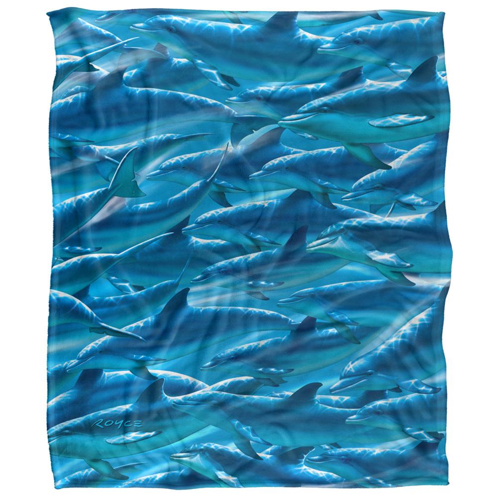 Blue - Front - Royce McClure Silky Dolphin Race Supersoft Blanket