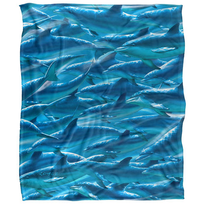 Blue - Front - Royce McClure Silky Dolphin Race Supersoft Blanket
