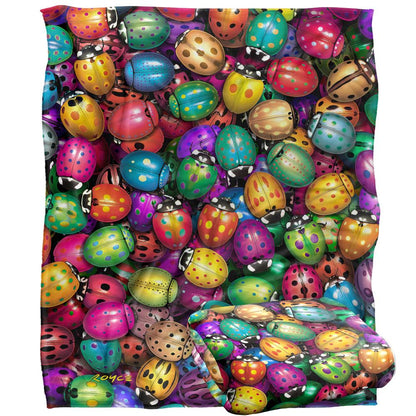 Multicoloured - Back - Royce McClure Silky Colourful Beetle Supersoft Blanket