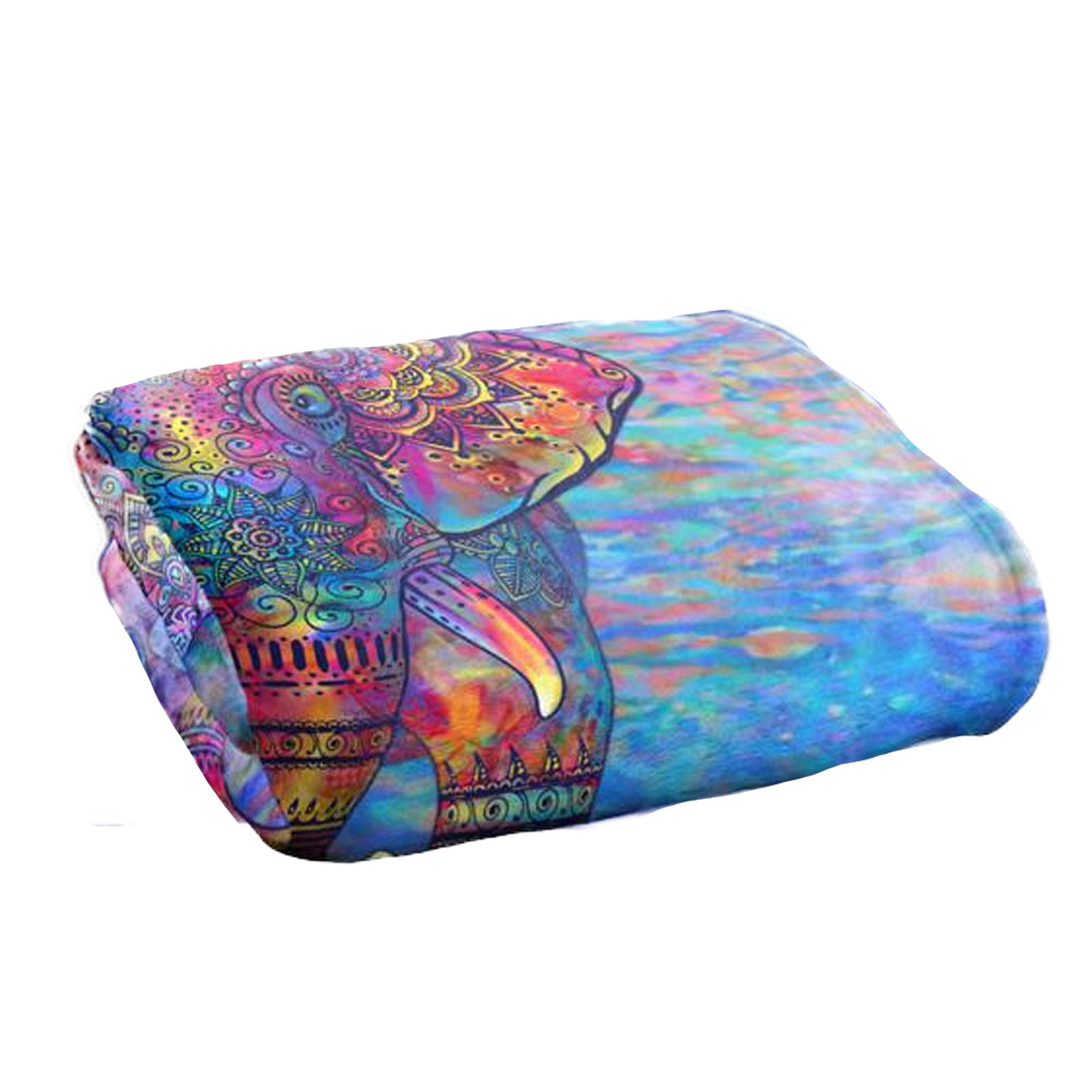 Multicoloured - Back - Royce McClure Silky Bohemian Elephant Supersoft Blanket