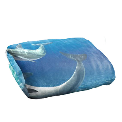 Blue-Grey-White - Back - Royce McClure Silky Dolphin Bubbles Supersoft Blanket