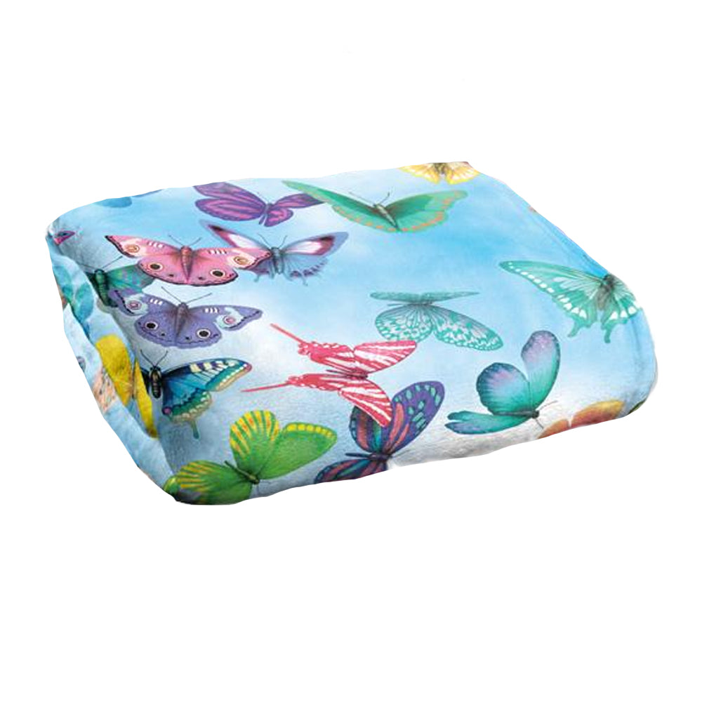 Multicoloured - Back - Royce McClure Silky Butterfly Sky Supersoft Blanket