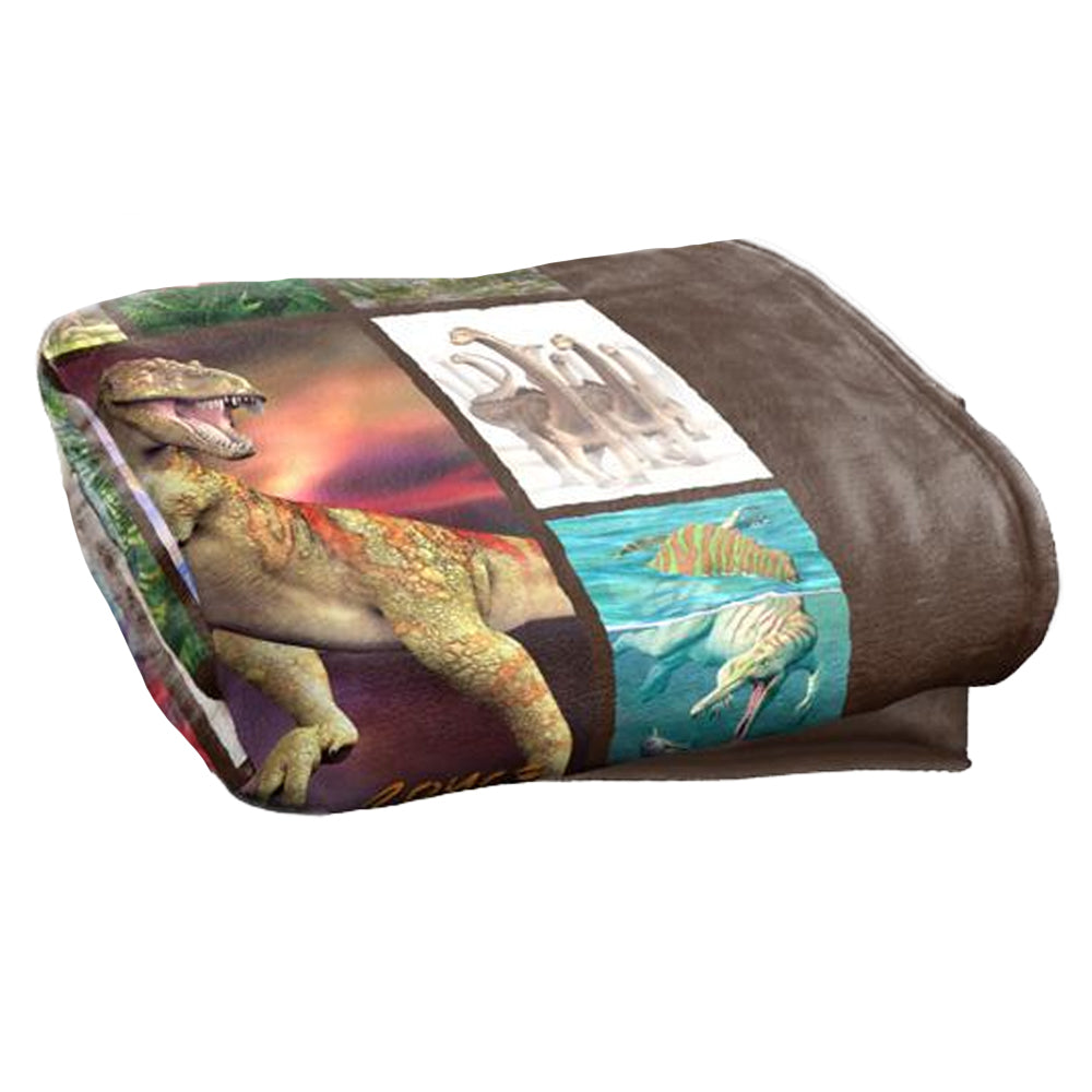 Multicoloured - Side - Royce McClure Silky Dino Mosaic Supersoft Blanket