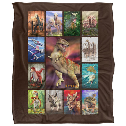 Multicoloured - Front - Royce McClure Silky Dino Mosaic Supersoft Blanket