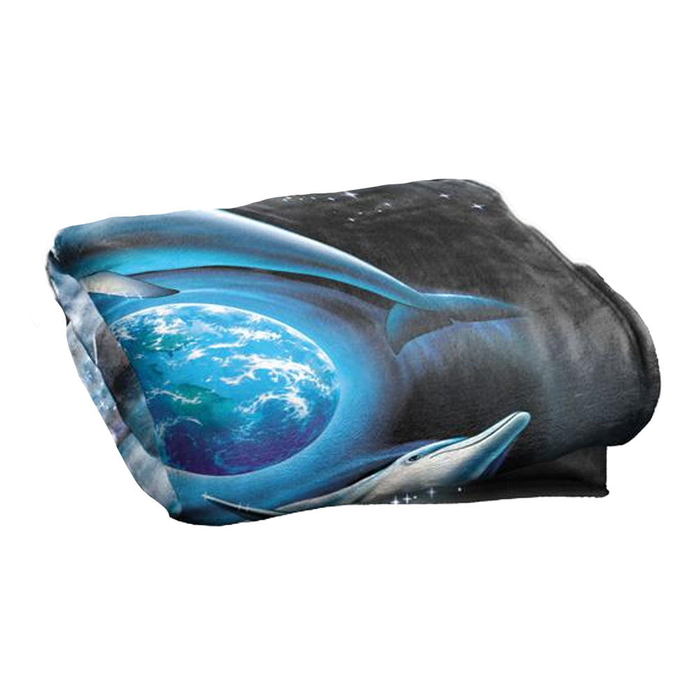 Multicoloured - Side - Royce McClure Silky Dolphin Planet Supersoft Blanket