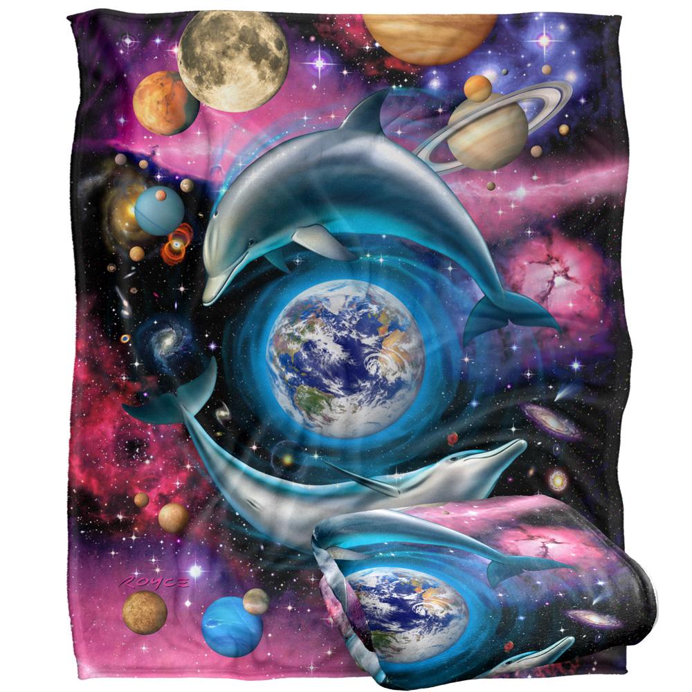 Multicoloured - Back - Royce McClure Silky Dolphin Universe Supersoft Blanket