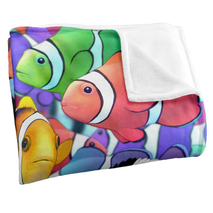Multicoloured - Side - Royce McClure Silky Humbugs And Clownfish Supersoft Blanket
