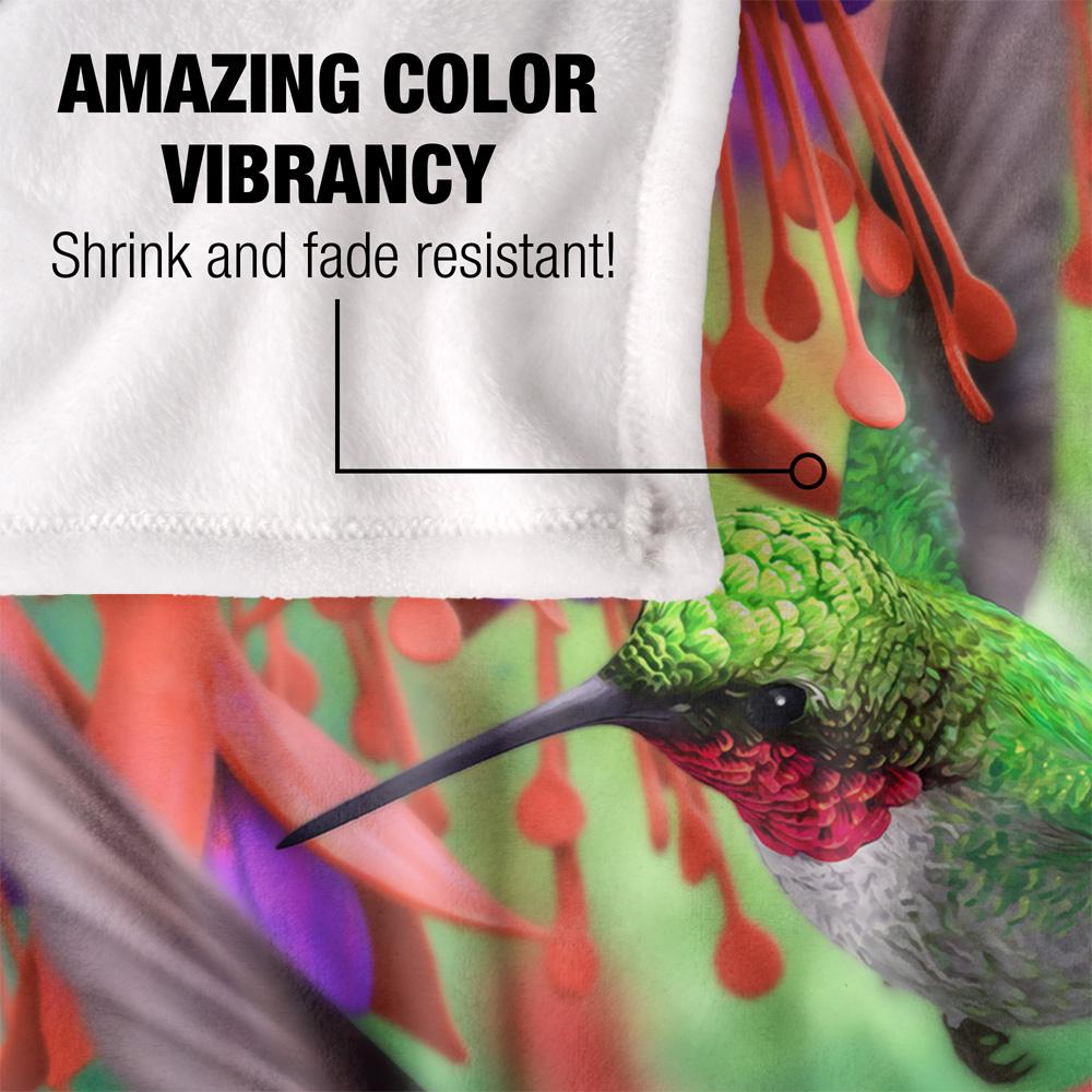 Multicoloured - Lifestyle - Royce McClure Silky Hummingbirds And Flowers Supersoft Blanket
