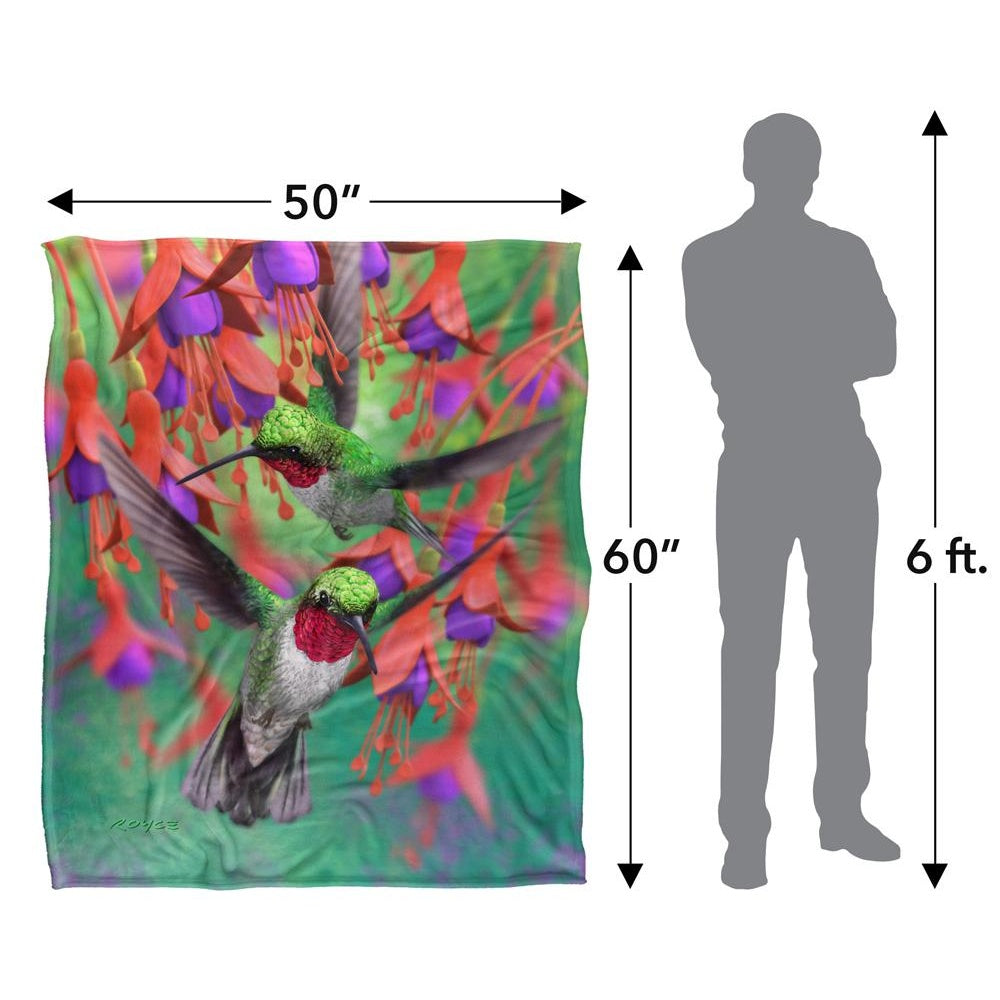 Multicoloured - Pack Shot - Royce McClure Silky Hummingbirds And Flowers Supersoft Blanket
