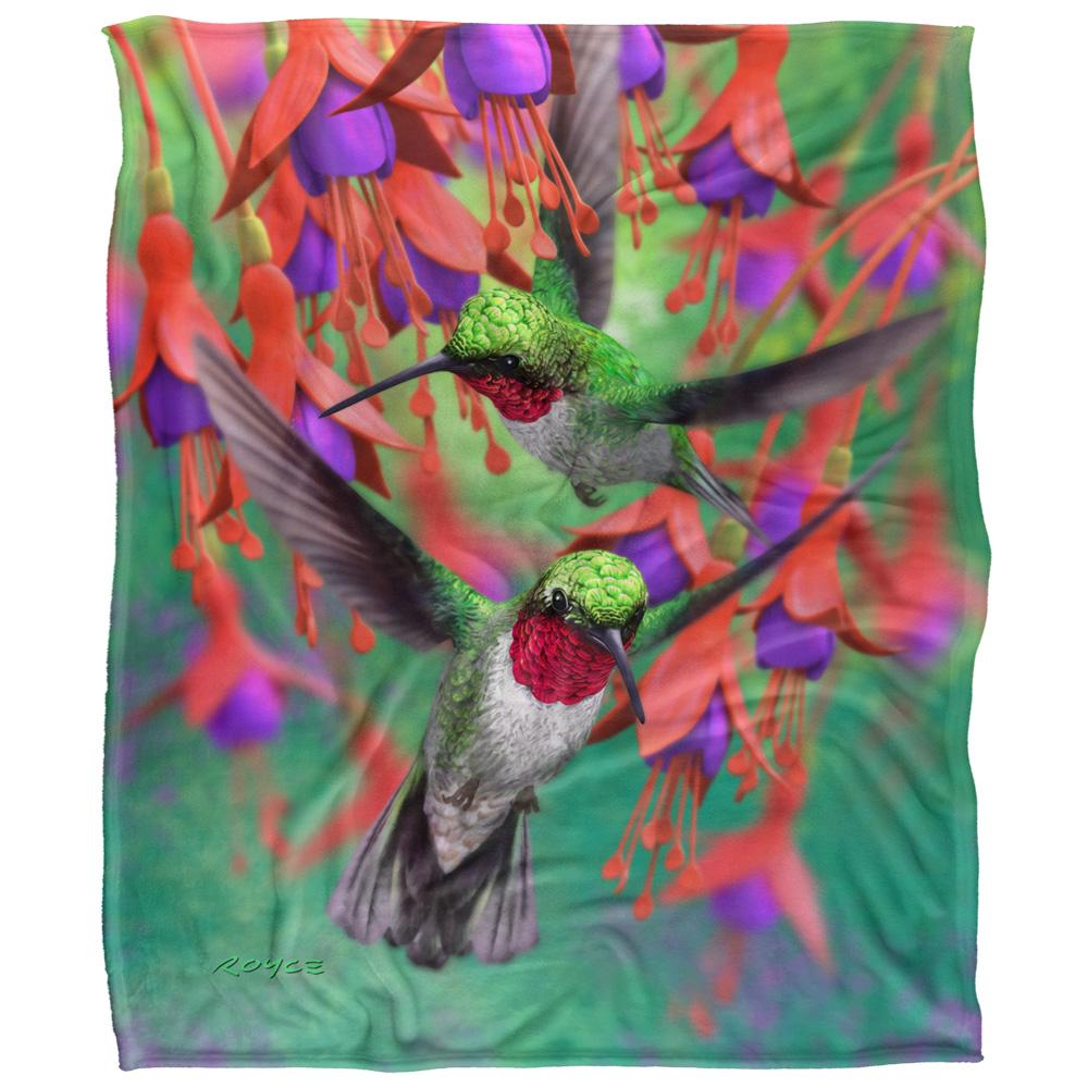 Multicoloured - Front - Royce McClure Silky Hummingbirds And Flowers Supersoft Blanket