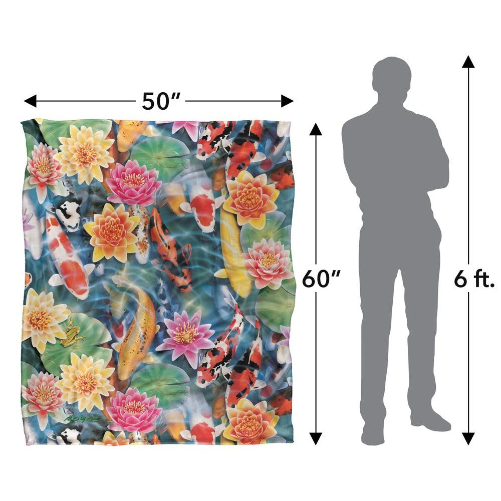 Multicoloured - Pack Shot - Royce McClure Silky Koi Fish Garden Supersoft Blanket