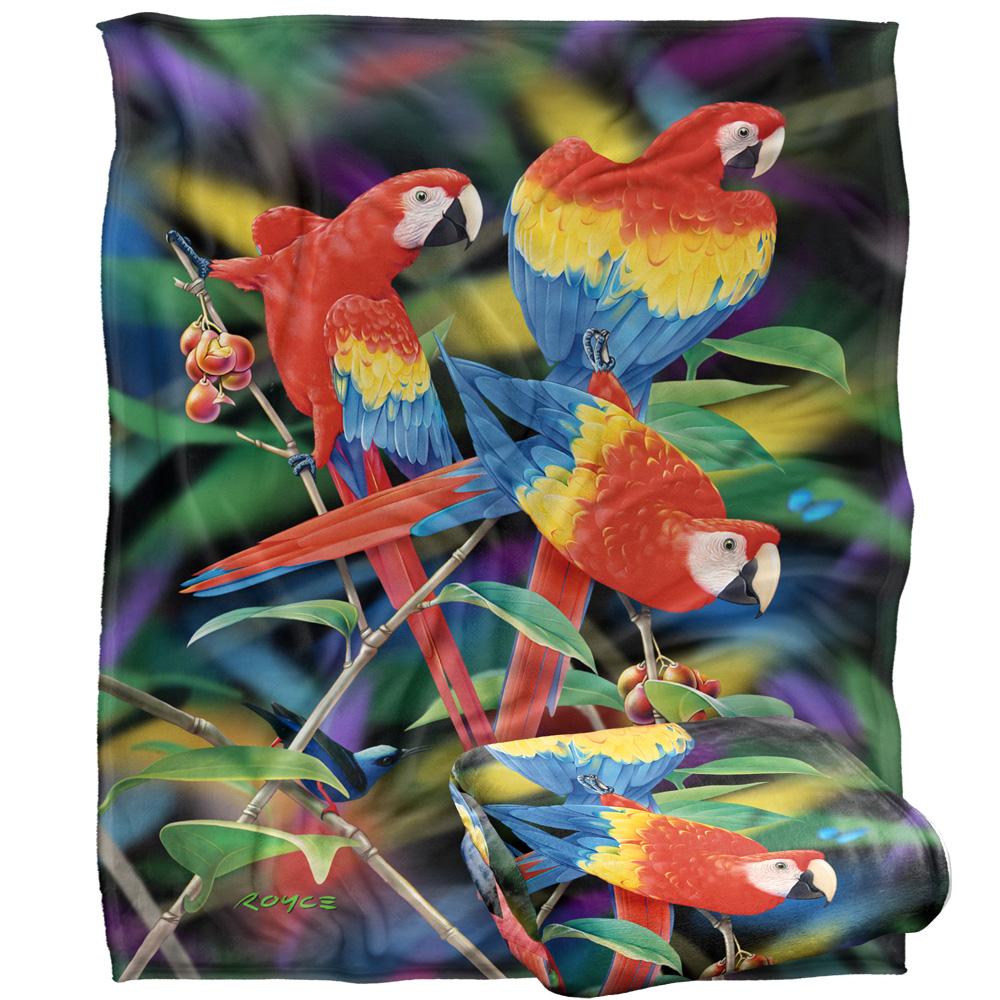 Multicoloured - Back - Royce McClure Silky Macaws Supersoft Blanket