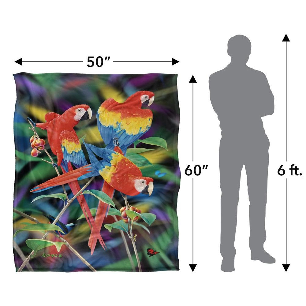 Multicoloured - Pack Shot - Royce McClure Silky Macaws Supersoft Blanket