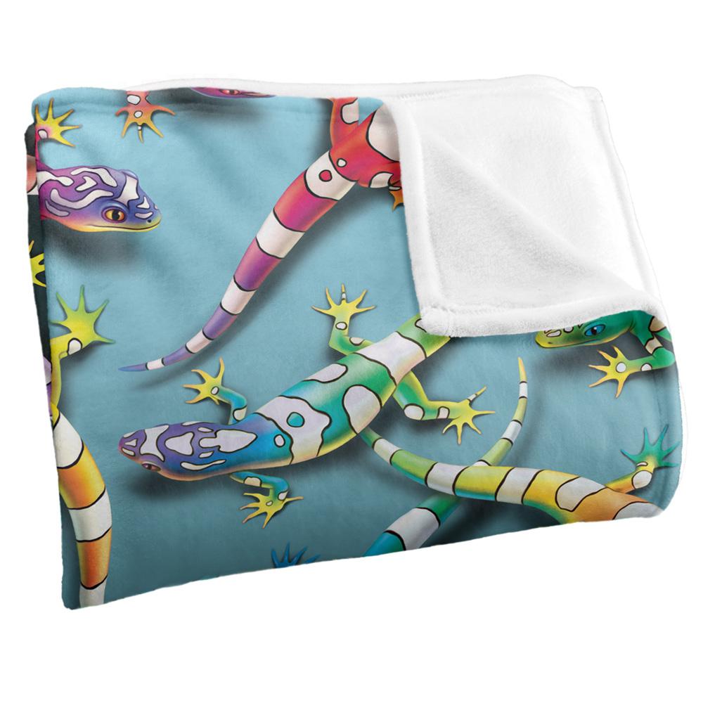 Multicoloured - Back - Royce McClure Silky Rainbow Geckos Supersoft Blanket