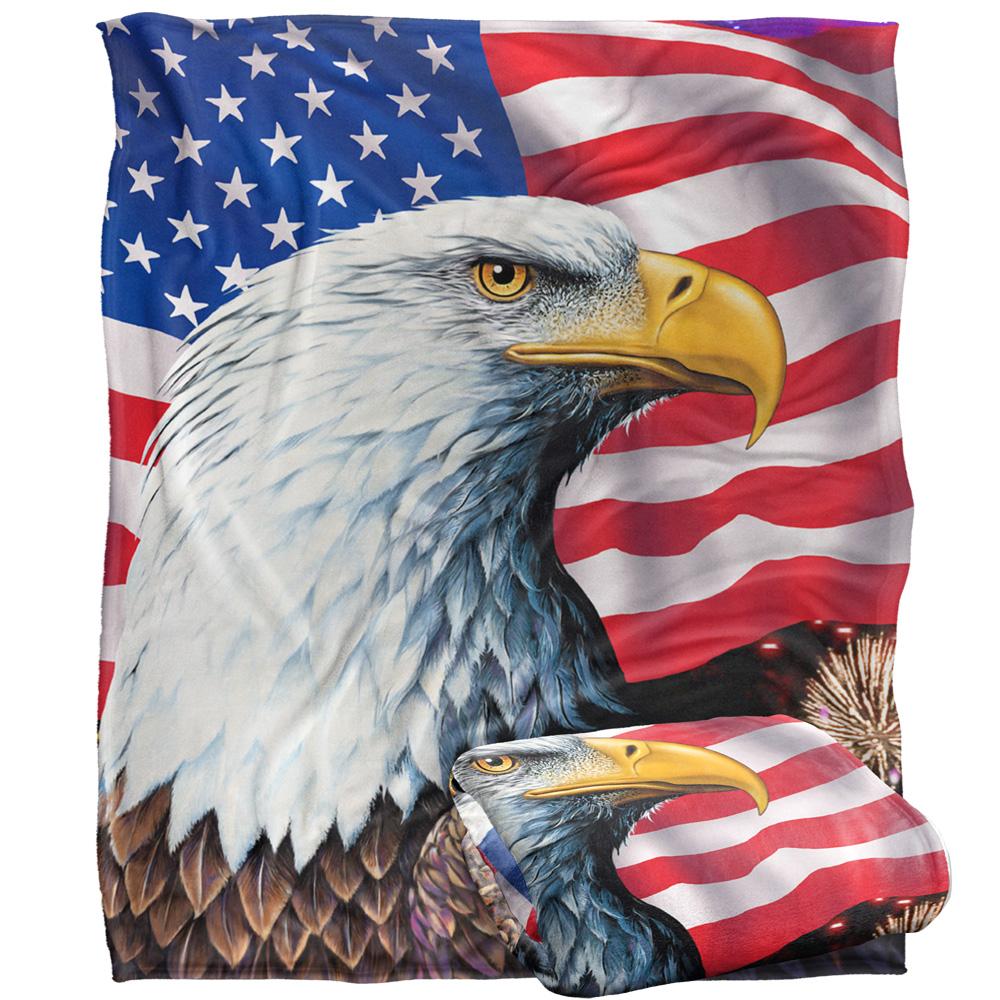 Multicoloured - Back - Royce McClure Rockets Red Glare Silky American Flag Supersoft Blanket