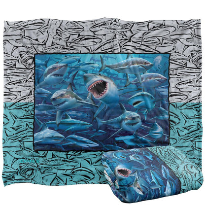 Multicoloured - Back - Royce McClure Silky Great White Shark Frame Supersoft Blanket