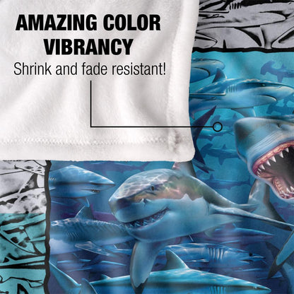 Multicoloured - Lifestyle - Royce McClure Silky Great White Shark Frame Supersoft Blanket