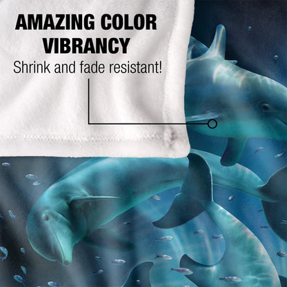 Blue-Black - Lifestyle - Royce McClure Silky Dolphin Twister Dark Water Supersoft Blanket