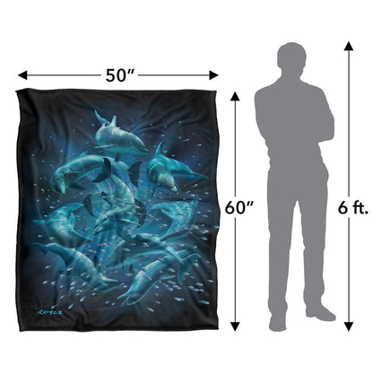 Blue-Black - Pack Shot - Royce McClure Silky Dolphin Twister Dark Water Supersoft Blanket