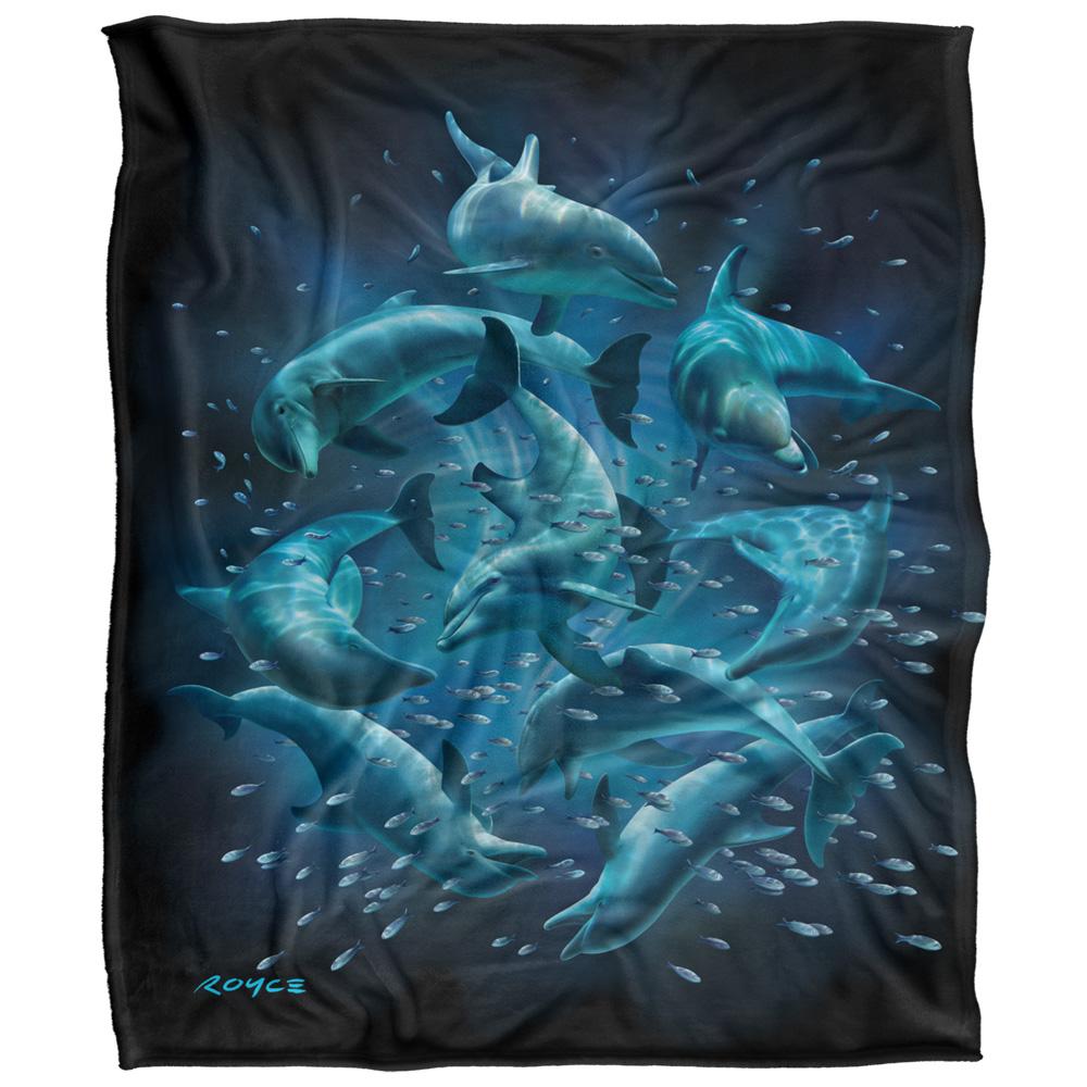 Blue-Black - Front - Royce McClure Silky Dolphin Twister Dark Water Supersoft Blanket