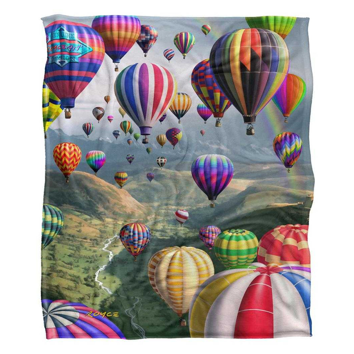 Multicoloured - Front - Royce McClure Silky Hot Air Balloon Sky Roads Supersoft Blanket