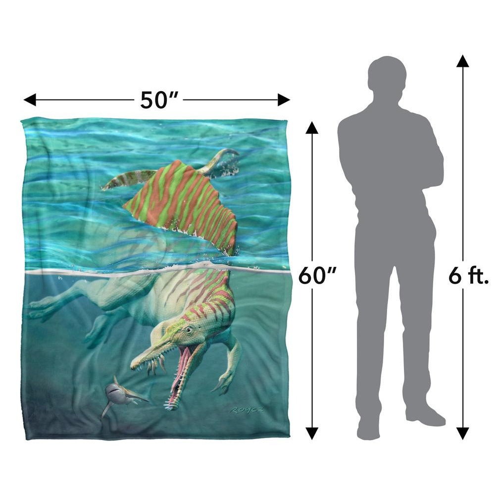 Multicoloured - Pack Shot - Royce McClure Silky Spinosaurus Dinosaur And Shark Supersoft Blanket