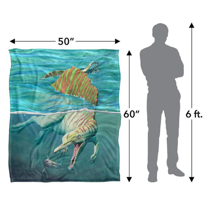 Multicoloured - Pack Shot - Royce McClure Silky Spinosaurus Dinosaur And Shark Supersoft Blanket
