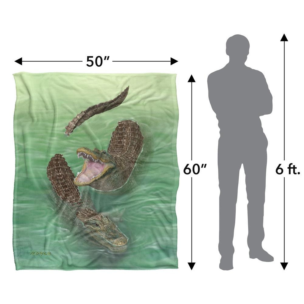 Multicoloured - Pack Shot - Royce McClure Silky Swamp Alligators Supersoft Blanket